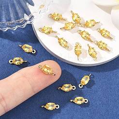 SHEGRACE Brass Pave Cubic Zirconia Oval Connector Charms&nbsp;XGRQ2O646-437C-G