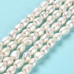 天然養殖淡水パールビーズ連売り  研磨両側  グレード4 A  リネン  6~12x5~6mm  穴：0.5mm  約49~50個/連  13.78~14.02インチ（35~35.6cm）&nbsp;PEAR-E016-066