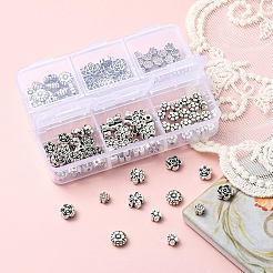 120Pcs 6 Style Tibetan Style Alloy Flower Beads&nbsp;TIBE-YW0001-26