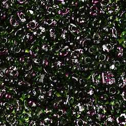 ピカソのスプレー塗装ガラスシードビーズ  ピーナッツ  濃い緑  6x4x3mm  穴：1.2mm  約4000個/ポンド&nbsp;SEED-T006-04-18