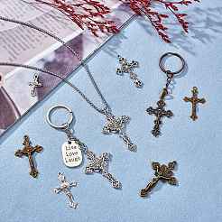 64Pcs 8 Style Tibetan Style Alloy Pendants&nbsp;FIND-SZ0002-81