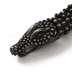 304ステンレススチール製スネークブレスレット、女性・男性用  電気泳動黒  8-1/2インチ（21.5cm）  15mm&nbsp;BJEW-Q341-01B