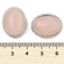 天然ローズクォーツマルチ連リンク  オーバル  カドミウムフリー＆鉛フリー  プラチナ  21x16.5x11.5mm  穴：3mm&nbsp;KK-M304-02P-05