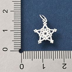 スターリングシルバーのパヴェクリアキュービックジルコニアペンダント925個  スタンプ925個付き  銀色のメッキ  スターのチャーム  13x11.5x4mm  丸カン：5x0.6ミリ  内径：3.5mm&nbsp;STER-G049-01B-S