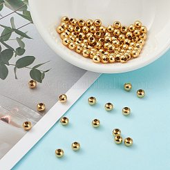 304ステンレススチールビーズ  ラウンド  24KGP本金メッキ  4x3.5~4mm  穴：1.5mm&nbsp;A-STAS-H558-36G