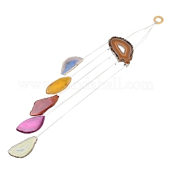 Wood & Natural Dye Agate Wind Chime Pendants&nbsp;HJEW-H054-03