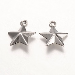 変色しにくい316ステンレススチールペンダント  スター  ステンレス鋼色  15x12.5x4mm  穴：1mm&nbsp;STAS-K096-07P