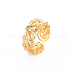 Ion Plating(IP) 304 Stainless Steel Wave Wrap Open Cuff Ring for Women&nbsp;RJEW-S405-217G