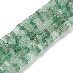 天然の緑のイチゴクォーツビーズ連売り  正方形  4x4x2.5~3mm  穴：1mm  約156~164個/連  15.08''（38.3cm）〜15.35''（39cm）&nbsp;G-I394-A13