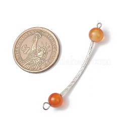 7Pcs 7 Styles Dyed Natural Quartz & Carnelian & Rose Quartz & Black Onyx & Malaysia Jade Round Beads Brass Tube Connector Charms&nbsp;PALLOY-JF03714