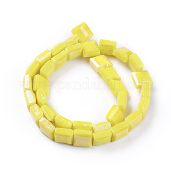 電気メッキオペークソリッドカラーガラスビーズ連売り  多面カット正方形  きいろ  9x9x5mm  穴：1mm  約35個/連  12.4インチ&nbsp;EGLA-M020-06