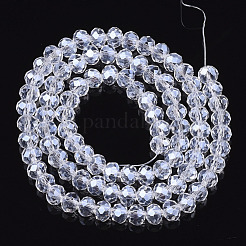 電気メッキガラスビーズセット  パール光沢メッキ  多面カット  ロンデル  透明  6x5mm  穴：1mm  約85~88個/連  16.1~16.5インチ（41~42cm）&nbsp;X-EGLA-A034-T6mm-A20