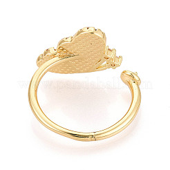 Butterfly Brass Micro Pave Clear Cubic Zirconia & Abalone Shell Cuff Rings Setting&nbsp;KK-T079-32G