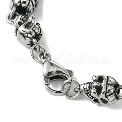Halloween 304 Stainless Steel Skull Link Chain Bracelets for Women Men&nbsp;BJEW-C063-03AS