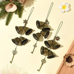 3Pcs Iron Bell & Alloy Key Charm Hanging Ornaments&nbsp;HJEW-JM03429