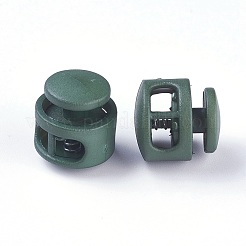 プラスチック製のスプリングコードロック  鉄パーツ  プラチナ  ダークスレートグレー  17x17x16mm  穴：4x6.5mm&nbsp;X-FIND-WH0039-01J