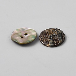 2ホールのシェルボタン  フラットラウンド  カラフル  17.5x2mm  穴：2mm&nbsp;BUTT-WH0030-71F