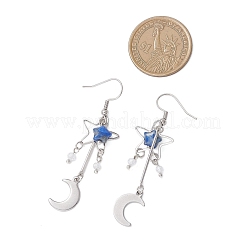 Moon Natural Lapis Lazuli  Dangle Earrings&nbsp;EJEW-JE06776-03