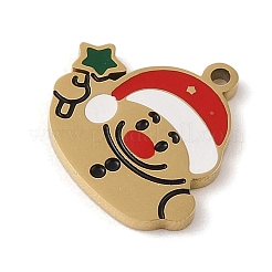 Christmas Theme Ion Plating(IP) 304 Stainless Steel Enamel Pendants&nbsp;STAS-Z083-07G-06