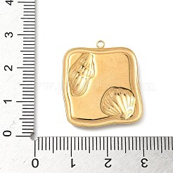 ペンダントの内側に天然の貝殻とスパンコールが付いた304ステンレス鋼エポキシ樹脂  貝殻型のチャームが付いた正方形  18KGP本金メッキ  PVD真空メッキ  パープル  25.5x22x3mm  穴：1.5mm&nbsp;STAS-L026-17G-D04