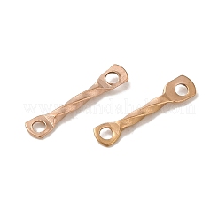 イオンプレーティング（IP）304ステンレススチールコネクタチャーム  ツイストバー  ローズゴールド  10x2x1mm  穴：1mm&nbsp;STAS-Q323-02A-RG