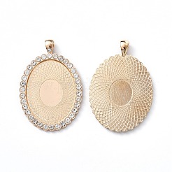 Oval Alloy Rhinestone Big Pendant Cabochon Settings&nbsp;ALRI-T356-01KCG