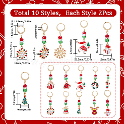 Christmas Theme Alloy Enamel Rhinestone Pendant Locking Stitch Markers&nbsp;HJEW-SC00001