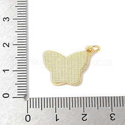 真鍮パヴェナチュラルホワイトシェルペンダント  18KGP本金メッキ  丸カン付き  長持ちメッキ  鉛フリー＆カドミウムフリー  ラックめっき  蝶  15x18.5x2mm  穴：3mm&nbsp;KK-S522-05C-G