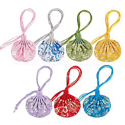 7個 7色 3D花柄刺繍サテン巾着バッグ  サシェポーチ  ミックスカラー  17~18cm  バッグ：8.6x8.7x2センチメートル  1pc /カラー&nbsp;ABAG-PH0001-88