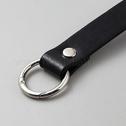 PUレザーの財布ストラップエクステンダー  金属製スプリングゲートリング付き  プラチナ  ブラック  571x19mm&nbsp;DIY-WH20025-105A