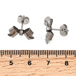 304ステンレススチールの蝶結びスタッドピアス  ステンレス鋼色  10x15mm&nbsp;EJEW-Z136-01P