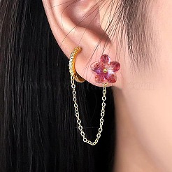 110色ベーキングペイント透明ガラスビーズ11個  5  - 花びらの花  グリッターパウダー付き  ミックスカラー  12~12.5x12.5~13x3.5~4mm  穴：1.2~1.4mm  10個/カラー&nbsp;DGLA-FS0001-27