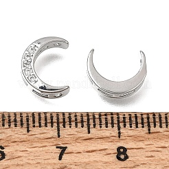 真鍮マイクロペーブクリアキュービックジルコニアビーズ  ムーン  プラチナ  10x8x3.5mm  穴：1.2mm&nbsp;CU-CBAC809-01P