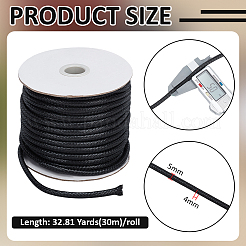 30mのワックス加工ポリエステル編みコード  DIYクラフト用  ブラック  5x4mm  約32.81ヤード（30m）/ロール&nbsp;YC-WH0011-03A