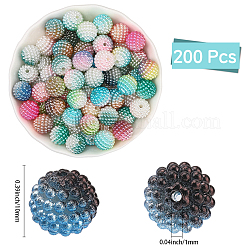 パール調アクリルビーズ  ベリービーズ  組み合わせビーズ  ラウンド  ミックスカラー  10mm  穴：1mm  約200個/袋  1袋/セット&nbsp;OACR-PA0001-09A