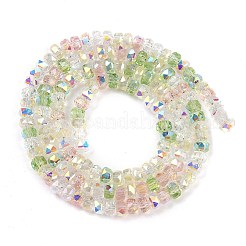 電気メッキガラスビーズセット  ロンデル  多面カット  薄緑  4x3mm  穴：1mm  約146~148個/連  15.83~15.98''（40.2~40.6センチメートル）&nbsp;EGLA-B011-04A-04