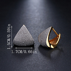 Brass Micro Pave Cubic Zirconia Triangle Hoop Earrings&nbsp;FS-WG3BBE8-01