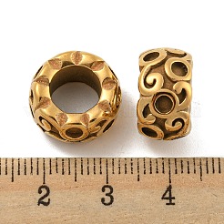 イオンプレーティング（IP）304ステンレスビーズ  コラム  ゴールドカラー  15x8mm  穴：8mm&nbsp;STAS-F243-14G