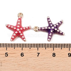 合金エナメルチャーム  ヒトデのチャーム  ゴールドカラー  ミックスカラー  19.5x17x4mm  穴：1.4mm&nbsp;ENAM-A012-16G