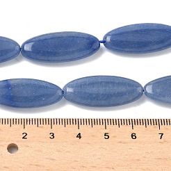 天然石ブルーアベンチュリンビーズ連売り  馬の目  染め＆加熱  29~30x12~12.5x5.5~6.5mm  穴：0.7~1mm  約13個/連  14.96インチ（38cm）&nbsp;G-B078-E13-01A