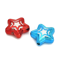UVメッキ加工のエンボス加工アクリルビーズ  スター  ミックスカラー  22x23.5x9.5mm  穴：3mm&nbsp;AC-CBAEEF4-18