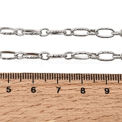 4.5mm 201ステンレススチールテクスチャオーバルリンクチェーンネックレス（ユニセックス）  変色しない  ステンレス鋼色  21.69インチ（55.1cm）&nbsp;NJEW-K302-04P