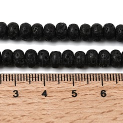 天然溶岩岩ビーズ連売り  ロンデル  6.5~7x4~4.5mm  穴：0.8mm  約89個/連  15.35''（39センチメートル）&nbsp;G-A280-A18-01