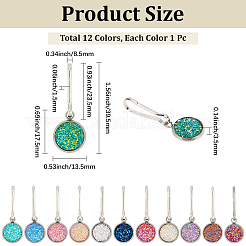 12Pcs Flat Round Alloy Resin Zipper Pulls Charms&nbsp;FIND-CY0002-31