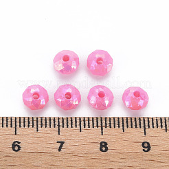 不透明なアクリルビーズ  ABカラーメッキ  ファセットロンデル  ショッキングピンク  6mm  穴：1.5mm  約6200個/500g&nbsp;MACR-Q239-018C-07