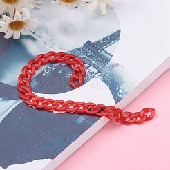 不透明なアクリルツイストチェーン  カーブチェーン  クイックリンクチェーン  溶接されていない  レッド  13.5x10x2.5mm  39.37インチ（1m）/連&nbsp;AJEW-JB00898-08