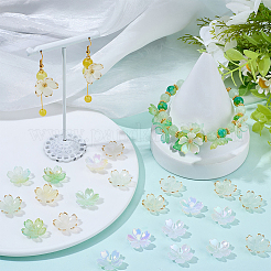 125 個 5 色のアクリルビーズキャップ  花  黄金の縁を持つ  ミックスカラー  17.5~19x18.5~19x5.5~6mm  穴：1.4~1.6mm  25個/カラー&nbsp;OACR-BM0001-10