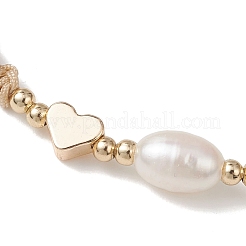 Natural Cultured Freshwater Pearl & Brass & 304 Stainless Steel Beads Braided Bead Bracelets for Women&nbsp;BJEW-JB13109-01