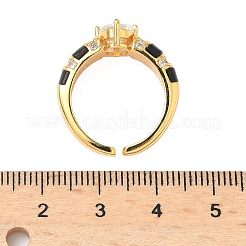 Brass Micro Pave Cubic Zirconia Cuff Rings for Women&nbsp;RJEW-F185-01G