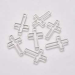 ステンレス鋼の連結リング  クロス  ステンレス鋼色  20.5x13.5x1.5mm  穴：1.5mm&nbsp;STAS-WH0014-27C-P
